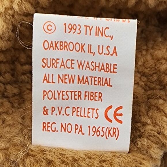 1993/1996 Original TY Beanie Baby Curly Brown Bear, The Beanie Babies Collection - Picture 11 of 11